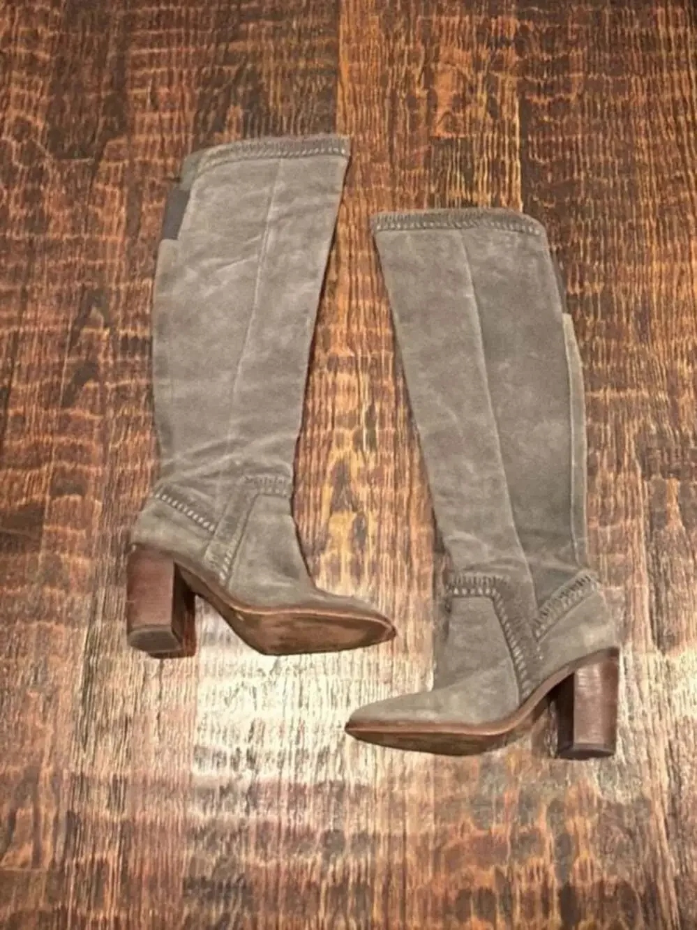 Vince Camuto Madolee Gray Suede Over-The-Knee Block Heel Boots